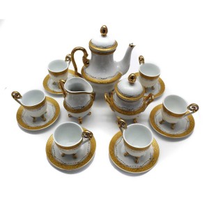 China vintage Iridescent Footed Gold Cut-out Tea Cup Set - LKJW-TS03
