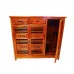 Solid Rosewood 3 Door Shoe Cabinet Carved Cut Through Door Natural Color - LK250 C1