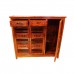 Solid Rosewood 3 Door Shoe Cabinet Carved Cut Through Door Natural Color - LK250 C1