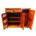 Solid Rosewood 3 Door Shoe Cabinet Carved Cut Through Door Natural Color - LK250 C1