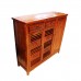 Solid Rosewood 3 Door Shoe Cabinet Carved Cut Through Door Natural Color - LK250 C1