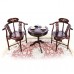 Dark Cherry Solid Rosewood Corner Round table and chairs with mother of pearls inlaid - LK74-000551A C1