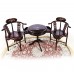 Dark Cherry Solid Rosewood Corner Round table and chairs with mother of pearls inlaid - LK74-000551A C1