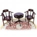 Dark Cherry Solid Rosewood Corner Round table and chairs with mother of pearls inlaid - LK74-000551A C1