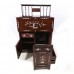 Solid Rosewood Mother of Pearl Inlaid Writing Desk With Hidden Chair Dark Cherry Finish - LK 60-00254A