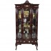 Solid Rosewood French Design Three Door Display Cabinet With Queen Anne Leg Dark Cherry Finish - LK B-4