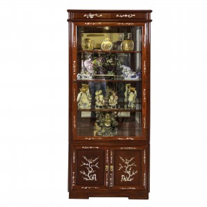 Solid Rosewood Asian Style Display Cabinet with Mother of pearls Inlaid Natural Finish - DF-H004E