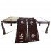 Solid Rosewood 98" Dining Set with Mother of Pearl Inlaid Spiral Leg 11 Piece Set Dark Cherry Red - DF-D011A/98 M