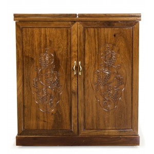 Solid Rosewood Flip Top Bar Cabinet Handmade Grape Carvings With Natural finish - LK02/000221