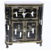 Black Lacquer Hand Painted Liquor Cabinet Mini Bar with Mother of Pearls Geisha Figures - LK/H43/A21