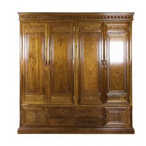 Solid Rosewood Four Door Wardrobe with Natural Finish - D-B02