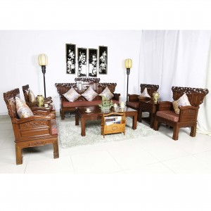 Rosewood Sofa Set With Pierced Open Carvings - 8 Piece Set Natural Finish DF-L009