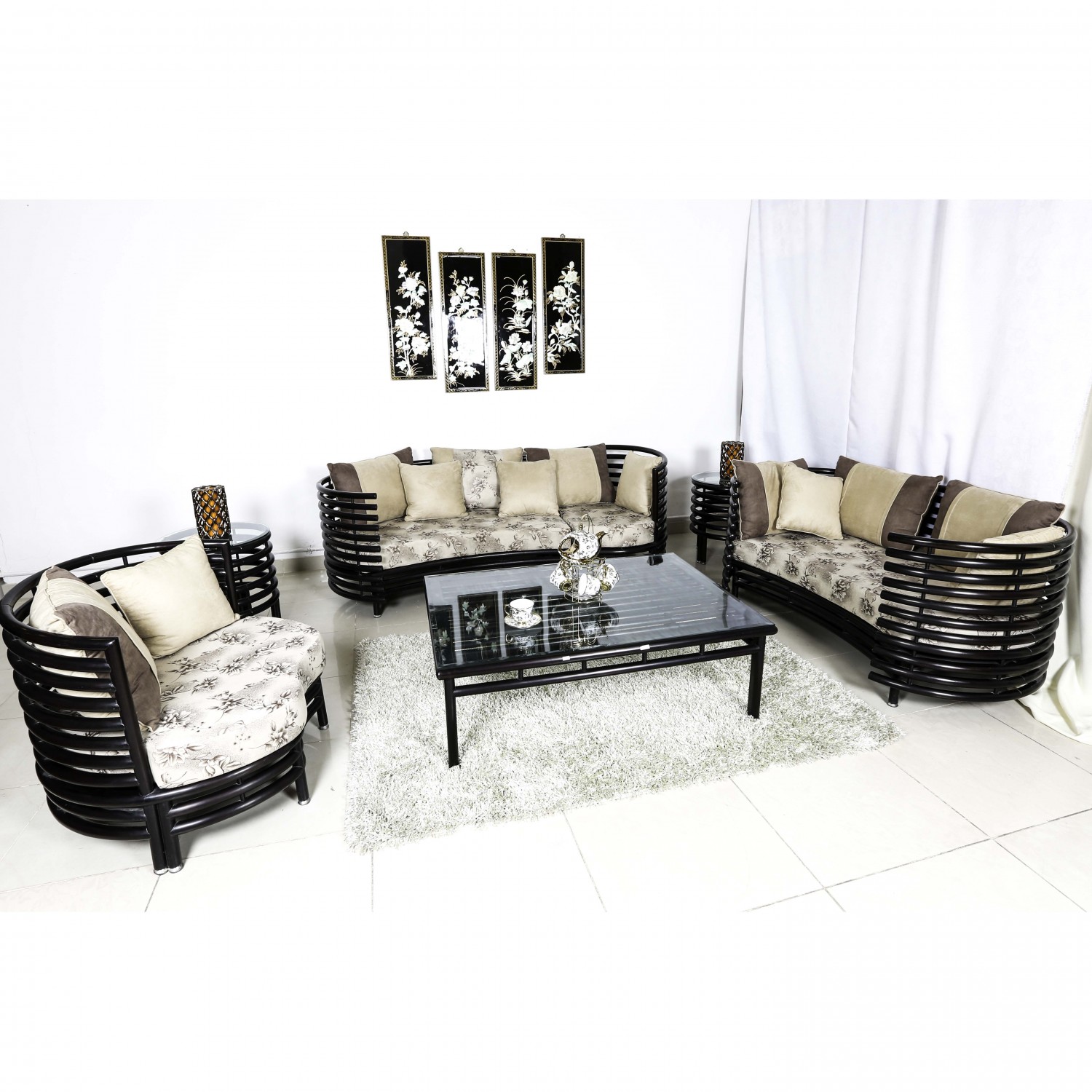 Solid Rosewood Sofa Set 6 Pcs Set Dark Brown Color LK RD. SOFA