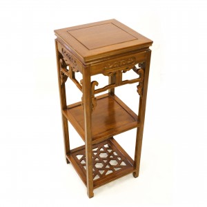 Solid Rosewood Square Flower Stand With Shelves Natural Finish - LPK SQ FS