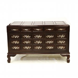 Dark Cherry Multi square Solid Rosewood Camphor Chest with Mother of Pearl Inlaid - LK 08-000454