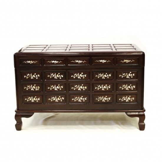 Dark Cherry Multi square Solid Rosewood Camphor Chest with Mother of Pearl Inlaid - LK 08-000454