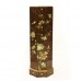 Lk HA-1897 Hand Painted Flowers and Birds Octagonal Pedestal with 8 Drawers Dark Amber Color