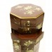 Hand Painted Flowers and Birds Octagonal Pedestal with 8 Drawers Dark Amber Color - LK HA-1897