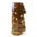 Lk HA-1897 Hand Painted Flowers and Birds Octagonal Pedestal with 8 Drawers Dark Amber Color