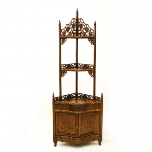Natural Solid Rosewood Hand Carved Grape Design Corner Stand Queen Anne Leg  - LPK CS