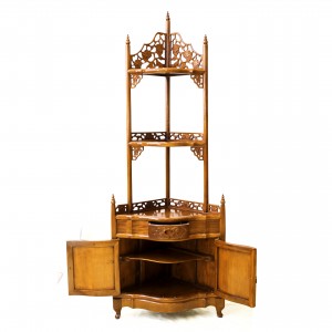 Natural Solid Rosewood Hand Carved Grape Design Corner Stand Queen Anne Leg  - LPK CS