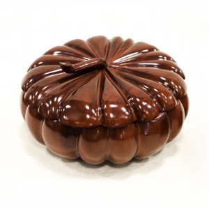 24" Pumpkin Shaped Solid Rosewood Storage Box with Lid 