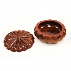 24" Pumpkin Shaped Solid Rosewood Storage Box with Lid 