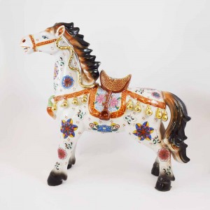 White Multicolored Fengshui 1.2 Ft Victory Horse with Wou Lu LK-15HS01