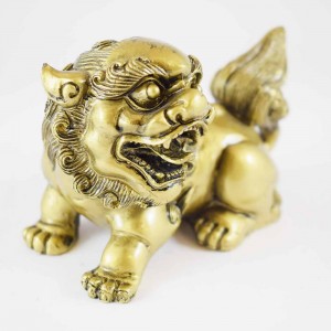 Feng Shui Pair Of Brass Fu Dogs Guardians Of Wealth And Negativity Good For Entrances Of Businesses And Homes  (A Symbol Of Loyalty And Guardianship)-YC-2FUD01