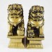 Feng Shui Pair Of Brass Fu Dogs Guardians Of Wealth With One Leg On Globe And Other On Small Fu Dog Repels Negativity & Protects Wealth,  Good For Entrances Of Businesses And Homes  YC-2FUD02