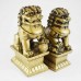 Feng Shui Pair Of Brass Fu Dogs Guardians Of Wealth With One Leg On Globe And Other On Small Fu Dog Repels Negativity & Protects Wealth,  Good For Entrances Of Businesses And Homes  YC-2FUD02