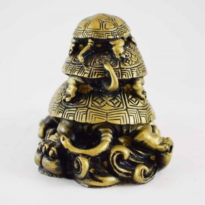 Brass Poly 3 Tier of Three Generation of Tortoise Symbolizes Longevity  YC-3GNTR