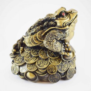 Big Size Brass Wealthy Money Frog On Treasure (Wealth And Good Fortune)  YC-BIGFG01