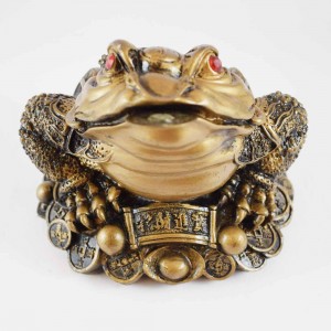 Medium Size Brass Wealthy Money Frog On Treasure for Wealth and Good Fortune YC-MEDFG01