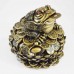 Medium Size Brass Wealthy Money Frog Sitting On Lotus Flower Base On Treasure (Attract Wealth And Good Fortune)  YC-MEDFG02