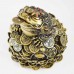 Medium Size Brass Wealthy Money Frog Sitting On Lotus Flower Base On Treasure (Attract Wealth And Good Fortune)  YC-MEDFG02