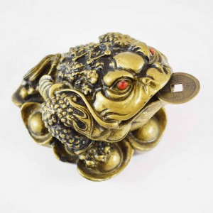 Small Size Brass Money Frog On Ingots  Attracts Wealth and Luck YC-SMFG01
