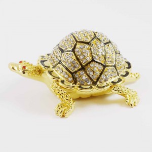Hand painted Bejeweled Fengshui Tortoise with Diamonds and crystals Black & Gold Souvenir Home Decoration Gift Longevity  Symbol YHX-BKT01