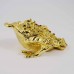Hand painted 3 Legged Bejeweled Wish Fulfilling Money Frog Figurine Trinket Box Shiny Gold finish with Crystal Prosperity Symbol YHX-GDF02