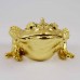 Hand painted 3 Legged Bejeweled Wish Fulfilling Money Frog Figurine Trinket Box Shiny Gold finish with Crystal Prosperity Symbol YHX-GDF02