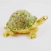 Hand painted Bejeweled Fengshui Tortoise with Diamonds and crystals Green & Gold Souvenir Home Decoration Gift Longevity  Symbol YHX-GNT02