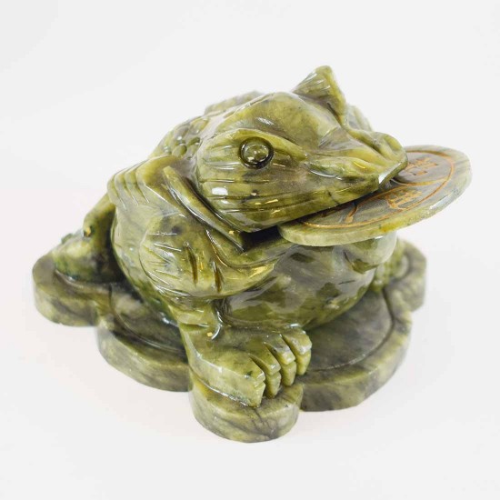 Handmade Money Frog from Artificial Jade Medium Size Green Color  YJH-FGAJM01