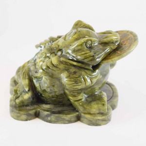 Handmade Money Frog from Artificial Jade Medium Size Green Color  YJH-FGAJM01
