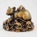 Brass Wealthy Rat Family on Treasure invites positive energies that attract an abundance of wealth luck YC-RAT01