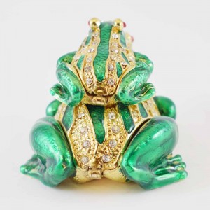Mum And Baby Dual Frog Figurine Jewelry Trinket Box With Crystals Casket Type Souvenir Home Decoration Gift And Prosperity Symbol YHX-GF1