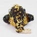 Hand painted 3 Legged Bejeweled Wish Fulfilling Money Frog Figurine Trinket Box Black & Gold finish with Crystal & Coins YHX-BKF01