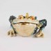 Hand painted 3 Legged Bejeweled Wish Fulfilling Money Frog Figurine Trinket Box Black & Gold finish with Crystal & Coins YHX-BKF01
