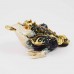 Hand painted 3 Legged Bejeweled Wish Fulfilling Money Frog Figurine Trinket Box Black & Gold finish with Crystal & Coins YHX-BKF01