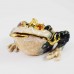 Hand painted 3 Legged Bejeweled Wish Fulfilling Money Frog Figurine Trinket Box Black & Gold finish with Crystal & Coins YHX-BKF01