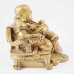 Dark Brass Color Poly Resin Laughing Buddha Sitting On Emperor Dragon Chair On Bed Of Coins Holding Money Bag And Ingot In Hand  YC-STB01